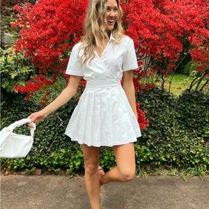 Vestique White Romper Tennis Skirt Collard Neck